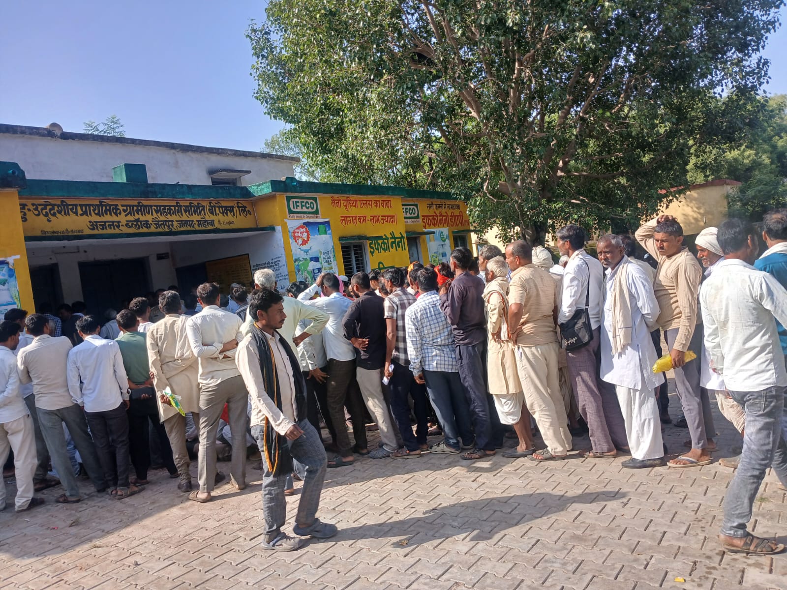 Mahoba: Farmers Flock to Ajner Cooperative Society Amidst Fertilizer Shortage, Leaving Many Disappointed