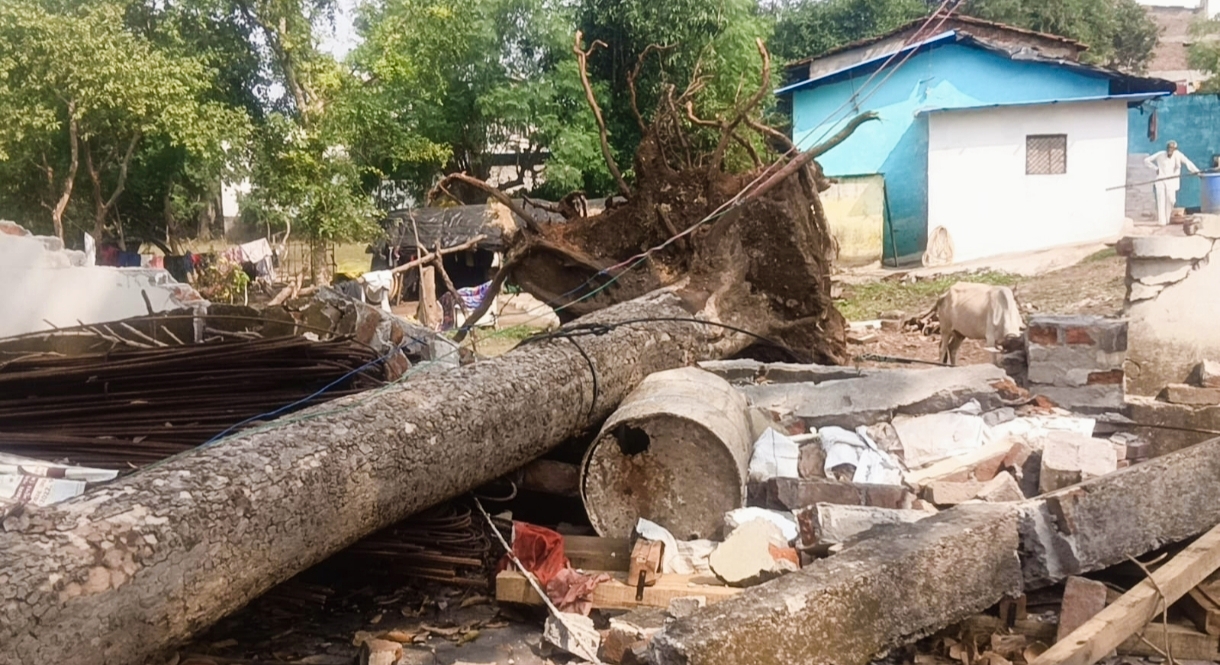 Guna: Storm and Rain Collapse Hanuman Temple Boundary Wall