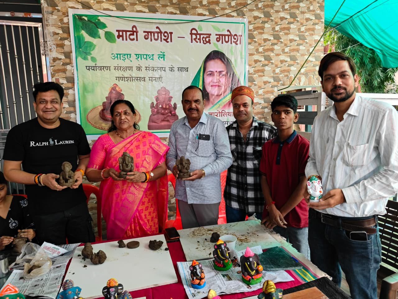 MP Maya Narolia Crafts Clay Ganesha Idols with Specially-Abled Children