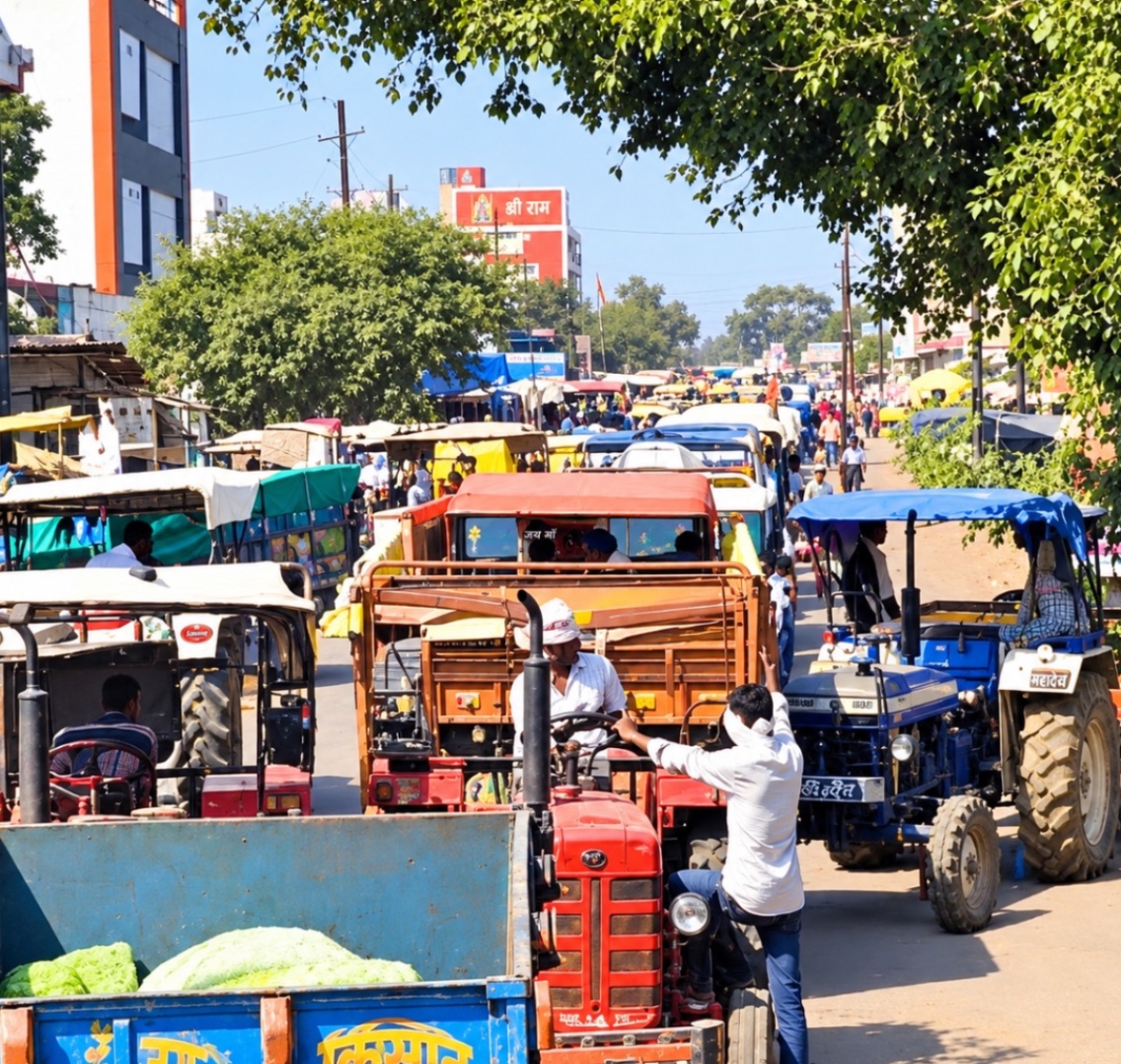 NanaKhedi Mandi Faces Traffic Chaos Due to Bumper Corn Arrivals